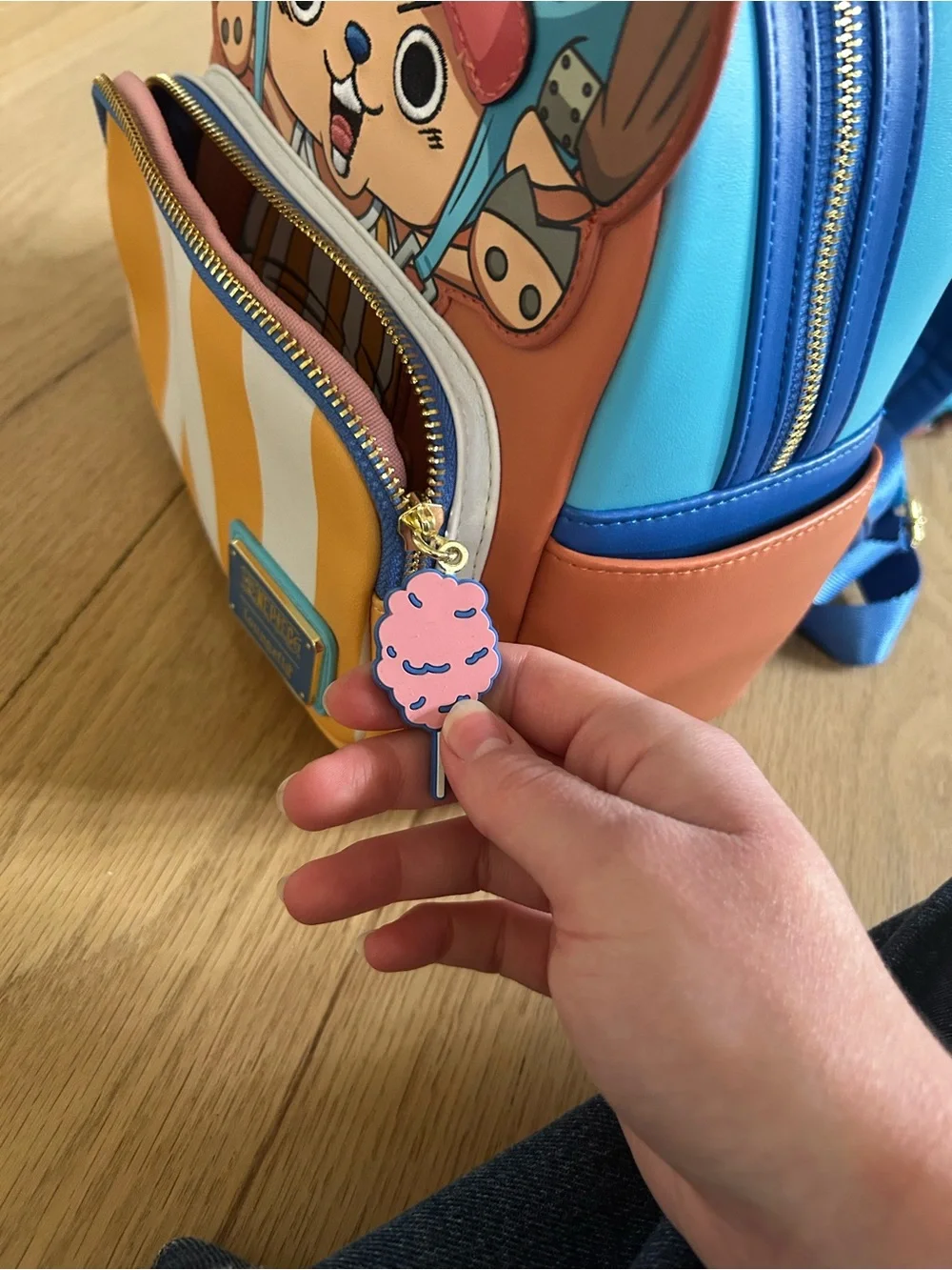 Loungefly Tony Tony Chopper Mini Backpack in Blue, Yellow, Pink - Picture 3 of 4